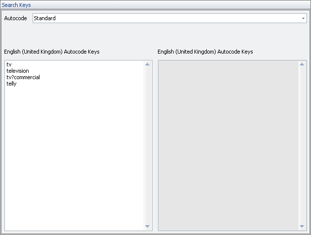 Autocode Search Keys